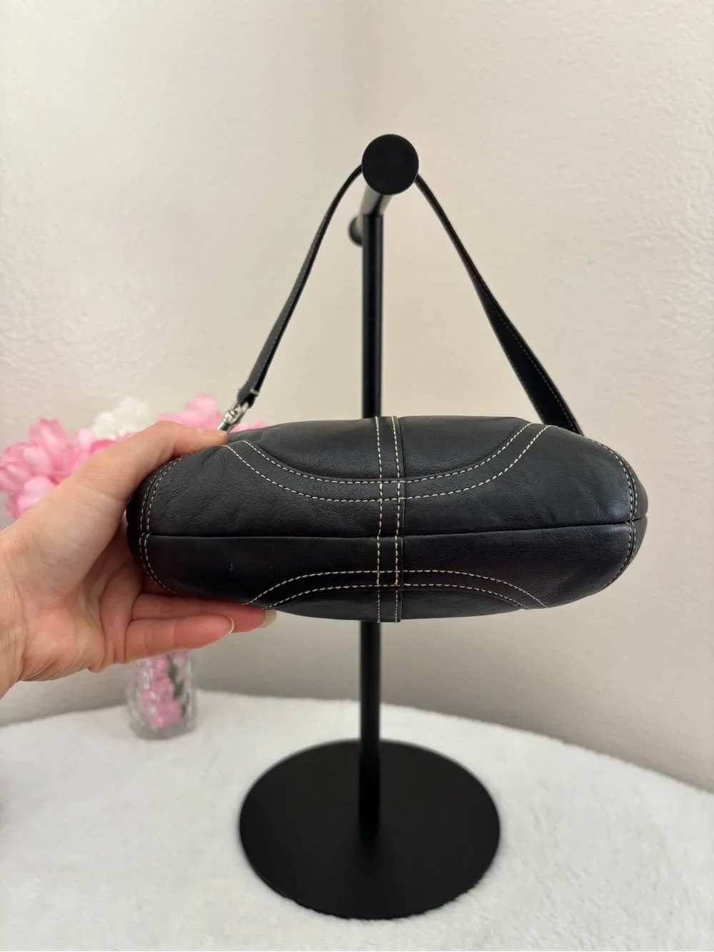 Y2k Coach Soho Mini Black Leather Hobo Bag